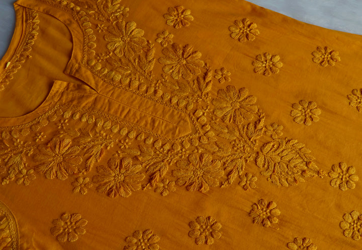 Nazakat Mustard Cotton short kurta