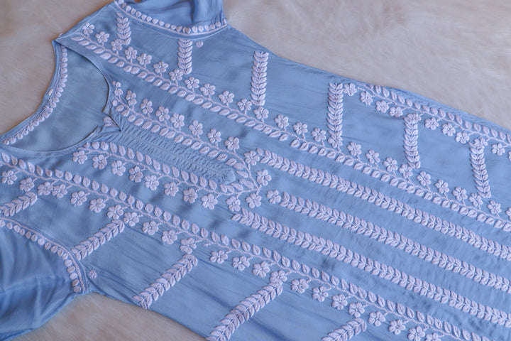 Hanaa Ice Blue Crepe Silk Kurta