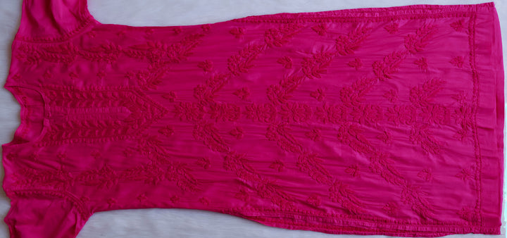 Saba Deep Pink 3D Pure Cotton Kurta