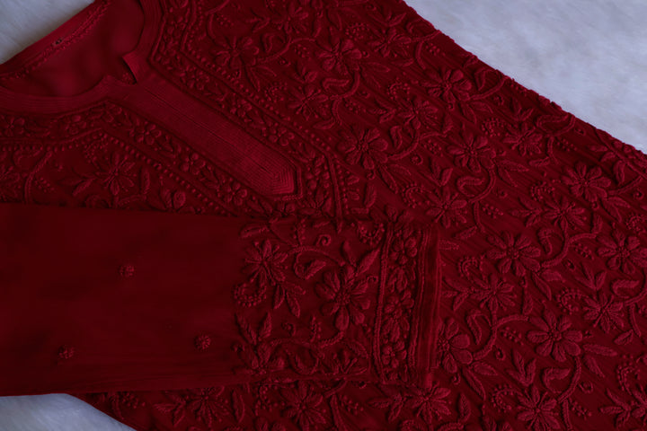 Alayna Maroon Jaal Viscose Georgette Kurta