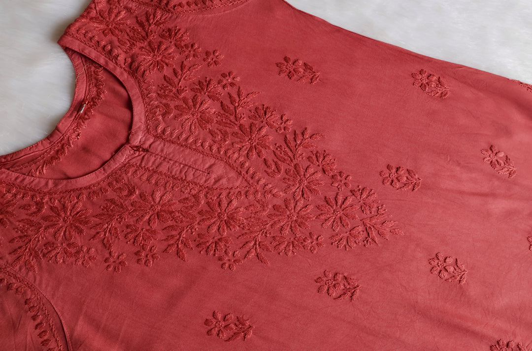 Aliyah Rose Brown Short Rayon Kurta