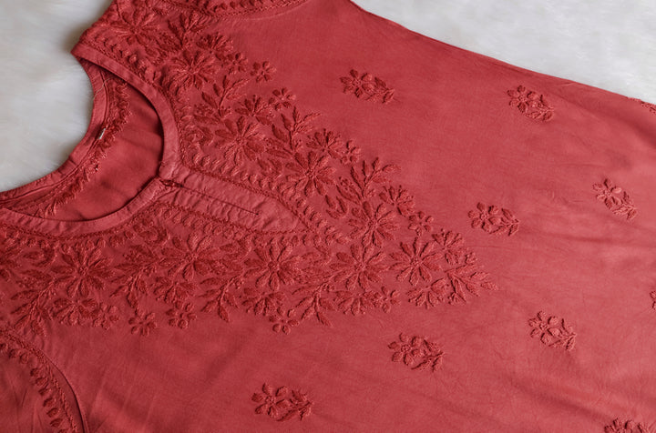Aliyah Rose Brown Short Rayon Kurta