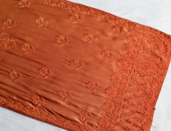 Zaryaab Caramel Brown Long Modal Silk Kurta