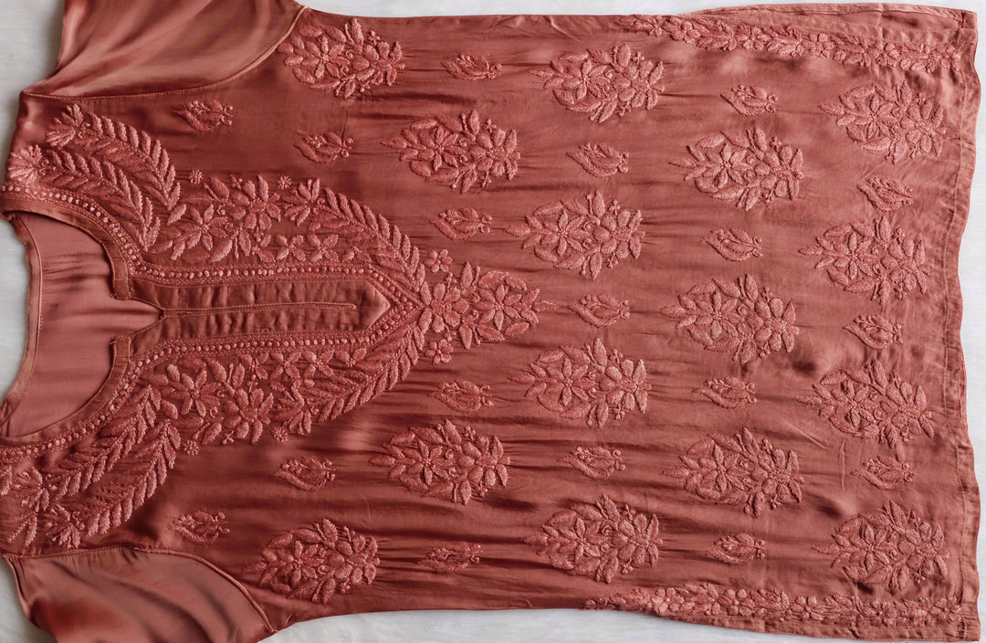 Mehr Rose Brown Modal Silk short top