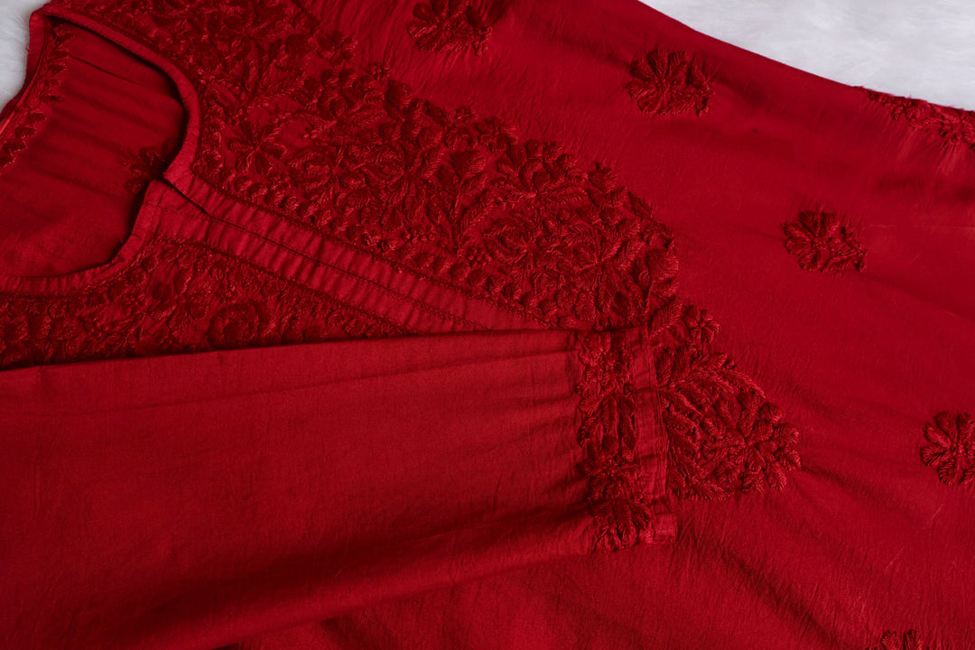 Meerab Red Pure Chanderi set