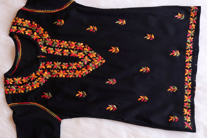 Nazila Black & Multicoloured Short Cotton Kurta