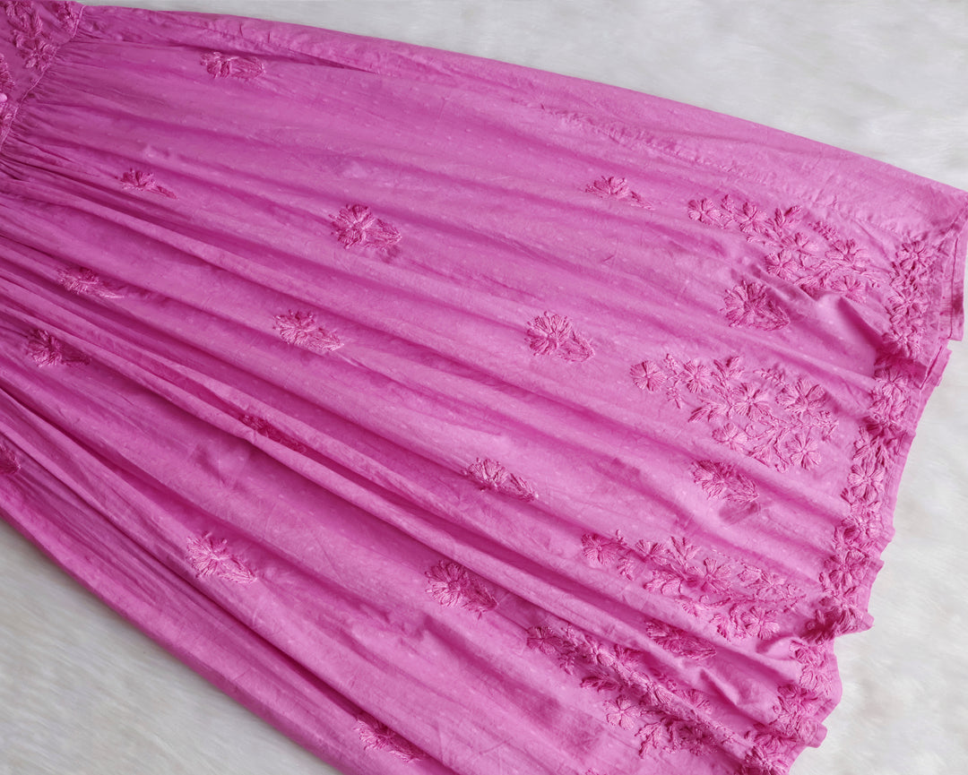 Nazakat Baby Pink Pure Cotton Angarakha Dress