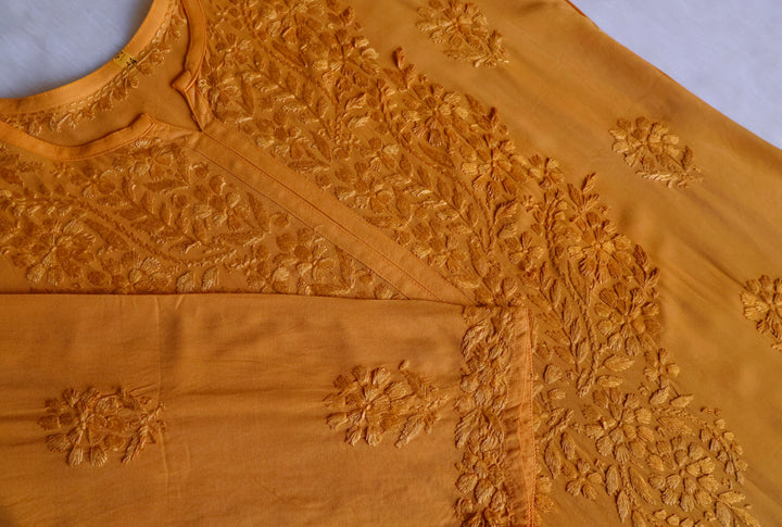 Duaa Mustard Ombre Long Rayon Kurta