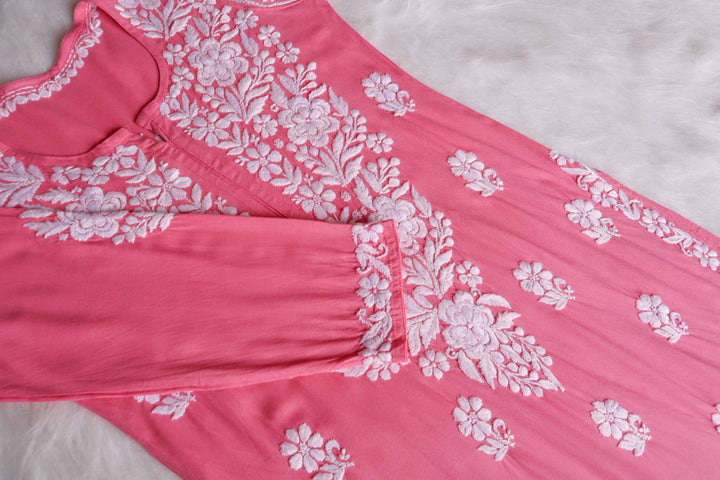 Benafsha Rose Pink Rayon Kurta Pant set