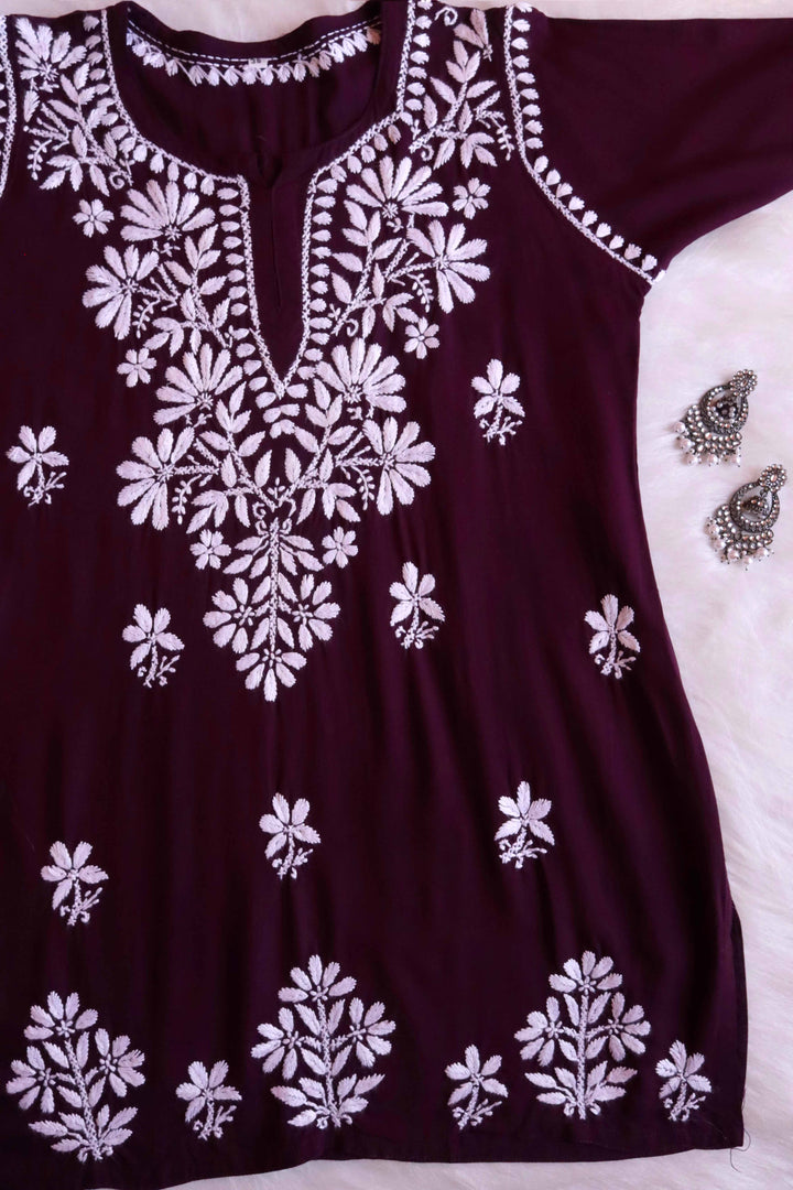 Aayat Deep Plum Short Rayon Kurta