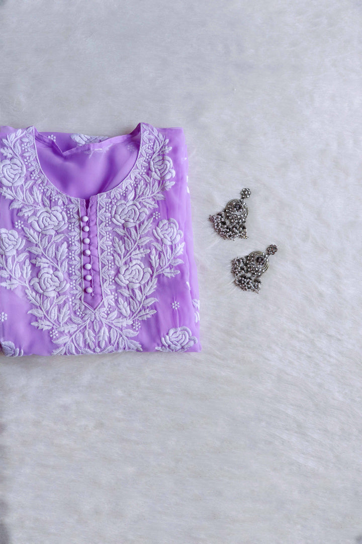 Daneen Lavender Long Georgette Kurta