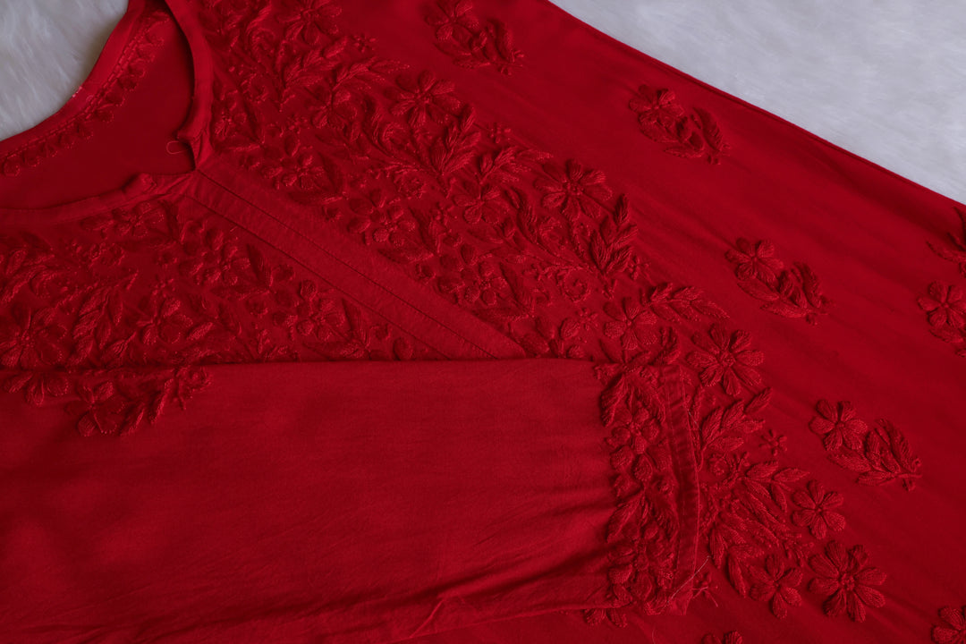Farhaa Red 2 piece Rayon set