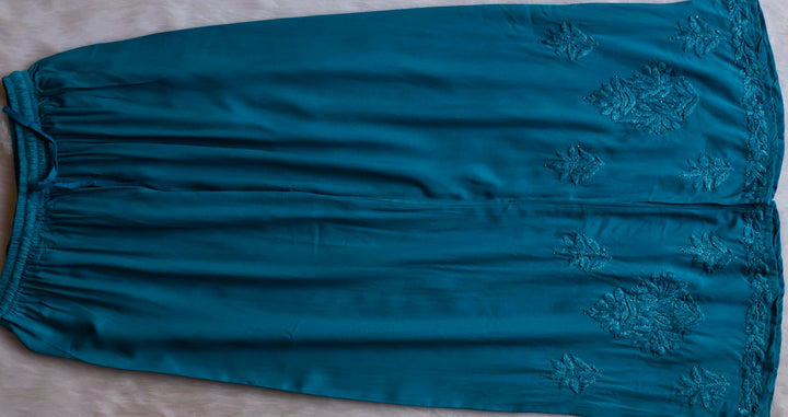Naira Peacock Blue Rayon Mukaish 3 Piece Set