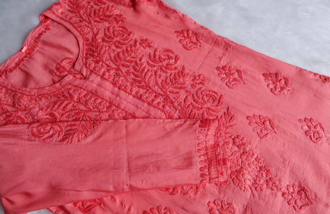 Zenara Rose Pink Chanderi Kurta