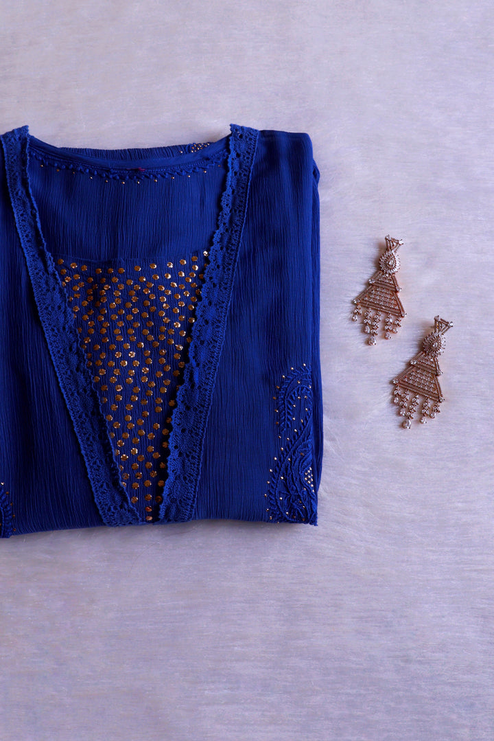 Anabiya Royal Blue Pure Chiffon Dress