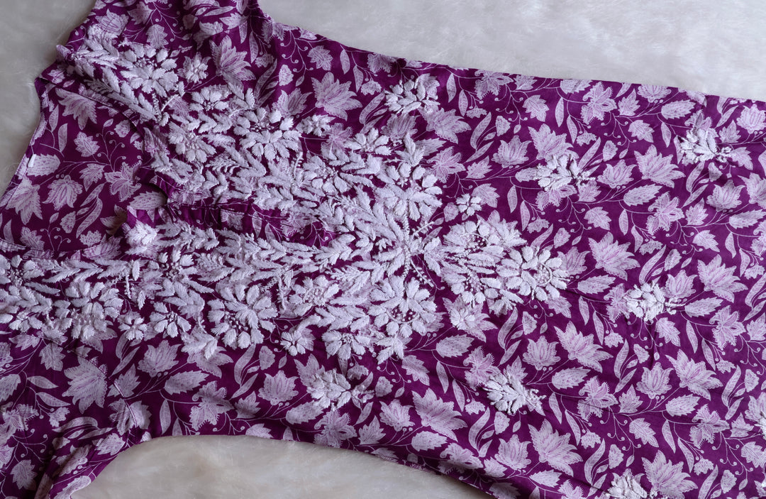 Haala Deep Purple Mulmul Long Kurta