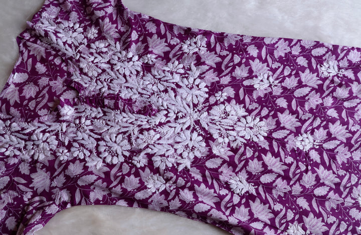 Haala Deep Purple Mulmul Long Kurta