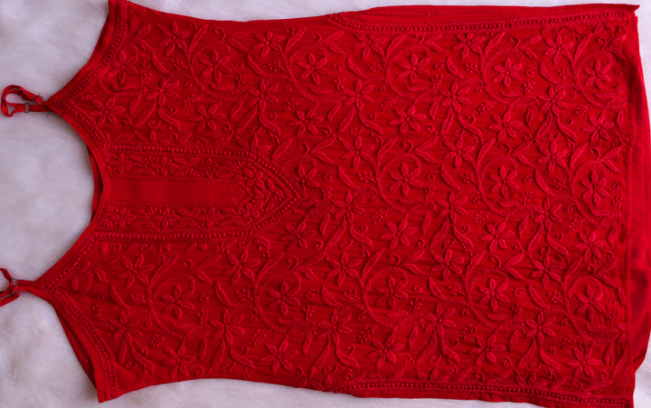 Mehr Red Viscose Strappy Kurta