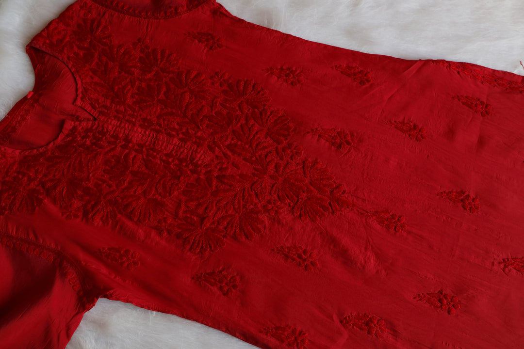 Alanah Red Chanderi Kurta
