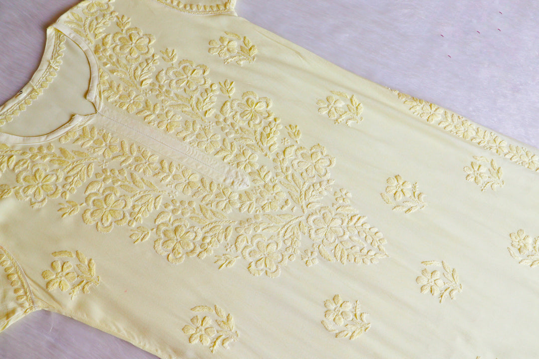 Sanam Butter Yellow Ombre Long Rayon Kurta