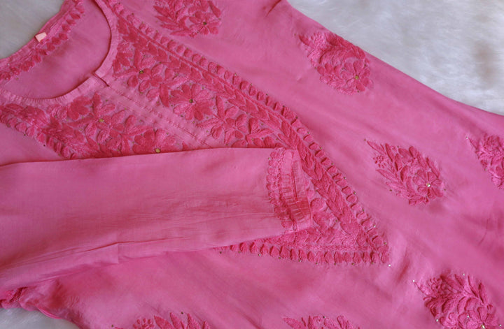 Jannat Baby Pink Chanderi Mukaish Kurta
