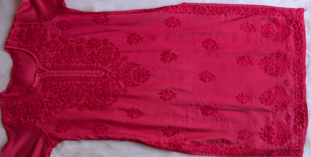 Jannat Deep Pink Chanderi Kurta