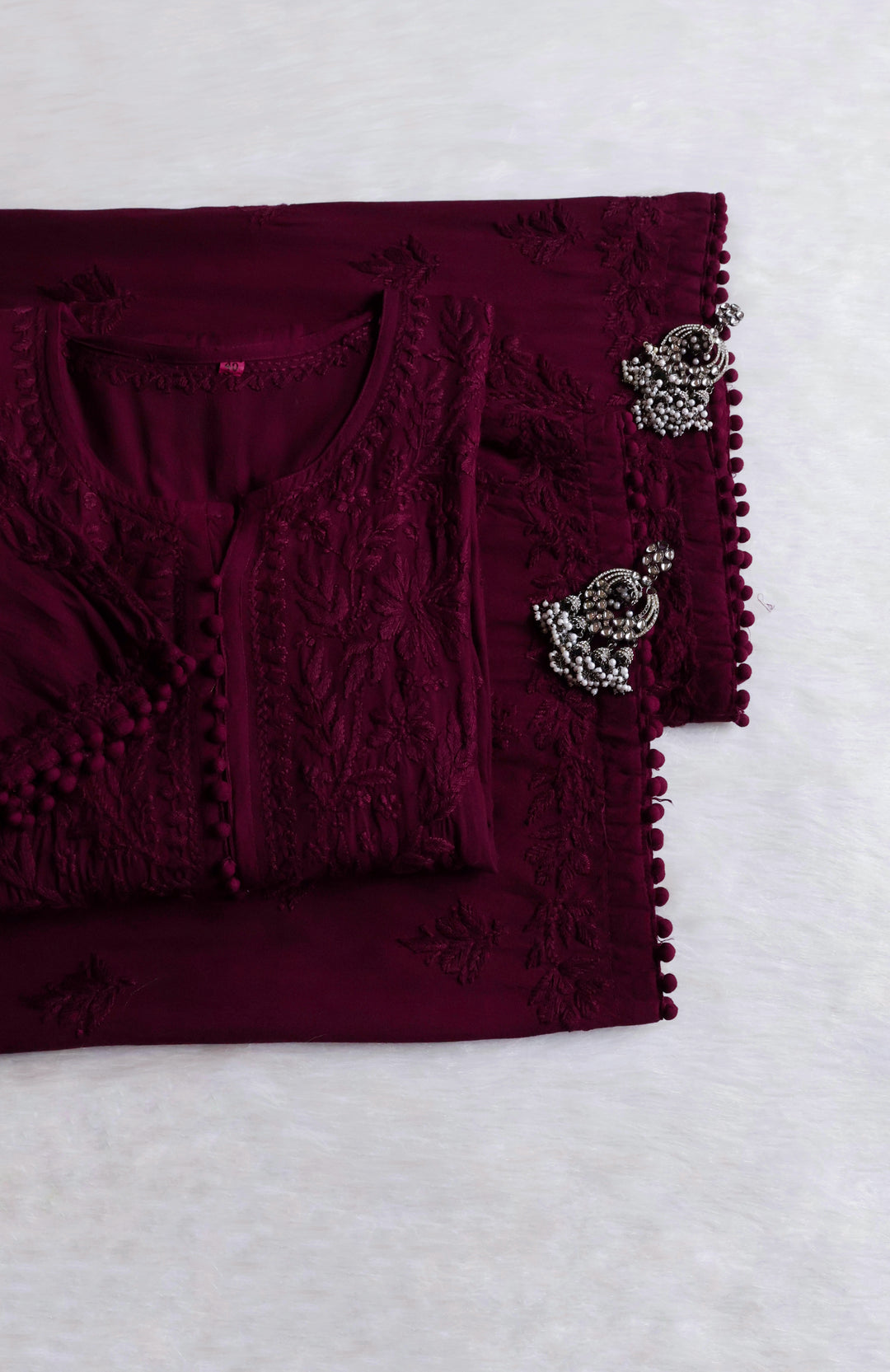 Enaara Deep Plum Potli Button Rayon set