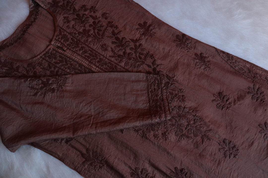 Hoor Brown Chanderi Kurta