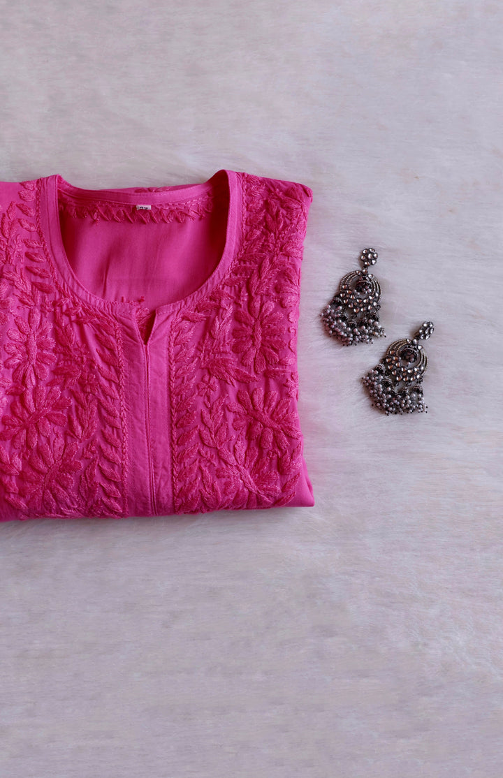 Amirah Hot Pink Long Rayon Kurta