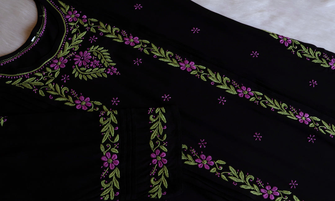Firdaus Black & Lavender Modal Kurta Set