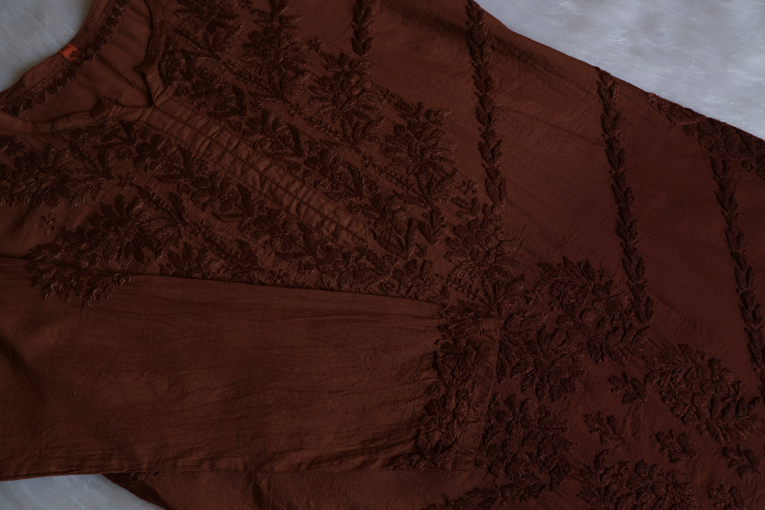 Jannat Chocolate Brown Pure Chanderi set