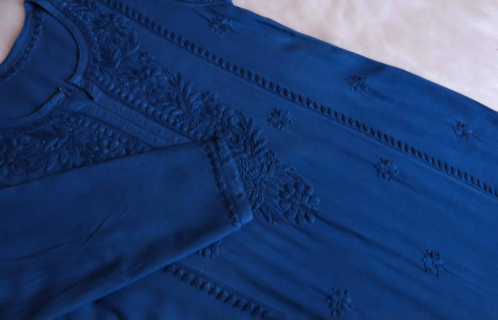 Zainab Royal Blue Ombre Long Rayon Kurta