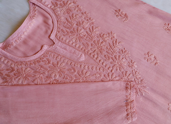Aliyah Rose Beige Short Rayon Kurta