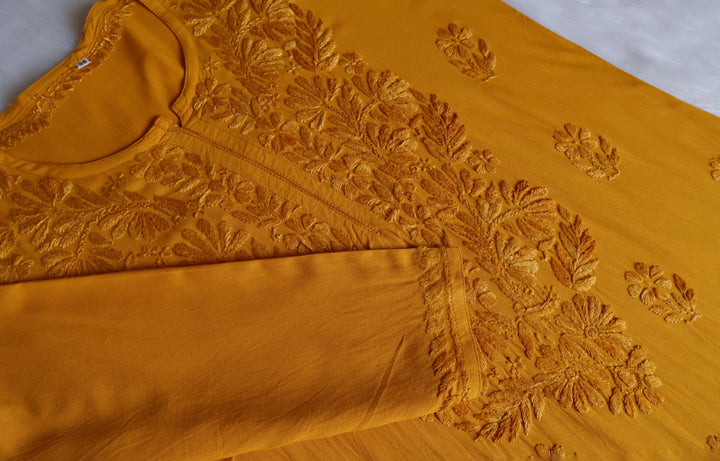 Ayra Mustard Yellow Long Rayon Kurta