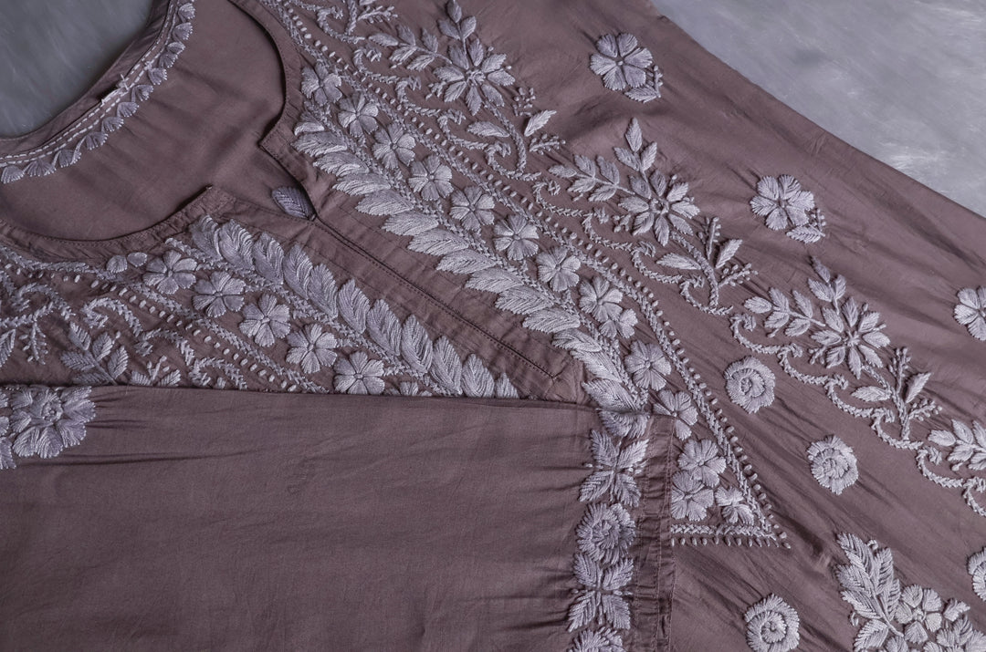 Zargul Grey Premium Chanderi Silk Kurta