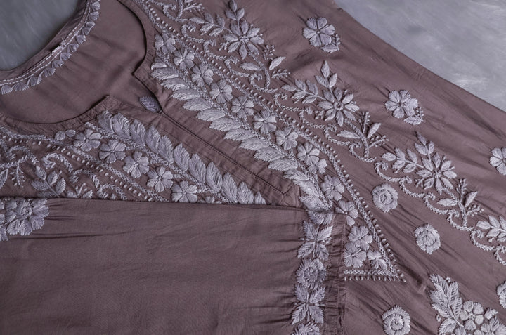 Zargul Grey Premium Chanderi Silk Kurta