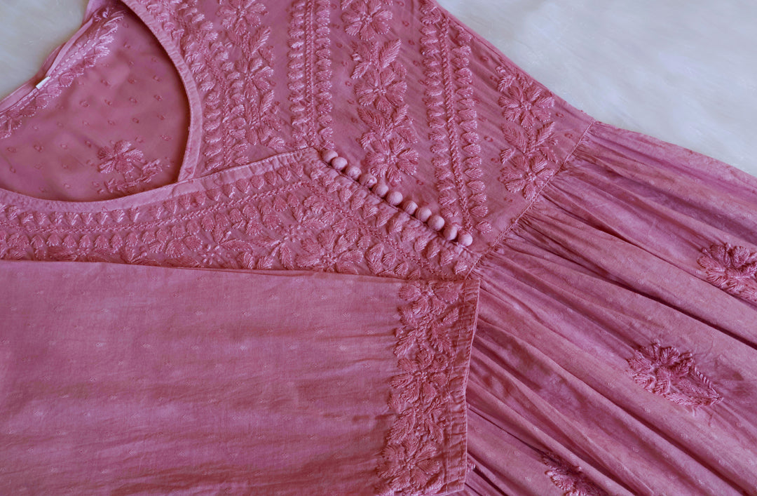 Nazakat Dusty Purple Pure Cotton Angarakha Dress