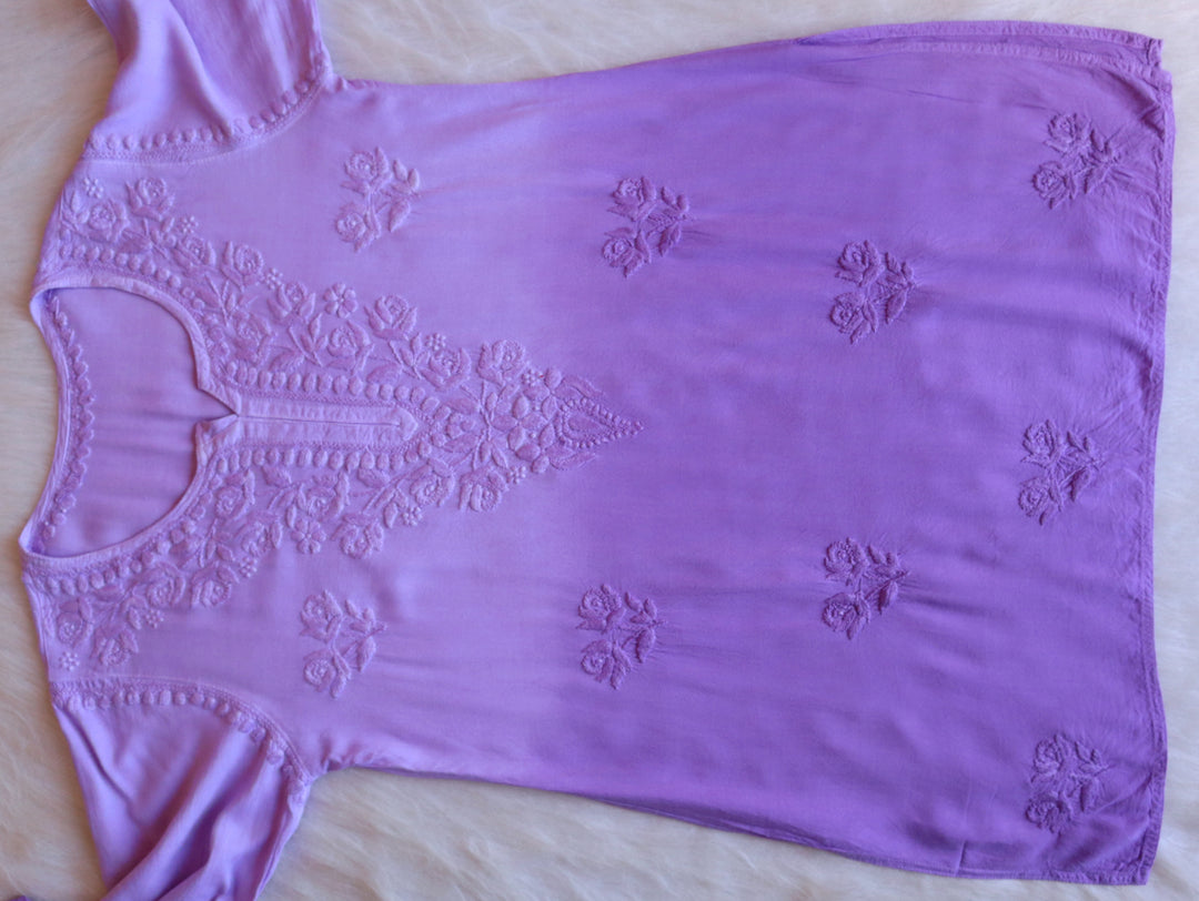 Gul Lavender Short Rayon Kurta