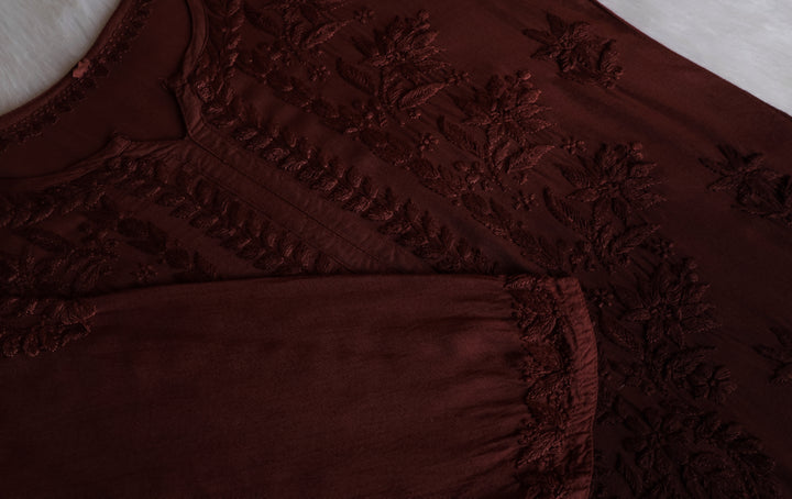Alfiya Chocolate Brown Long Ombre Rayon Kurta