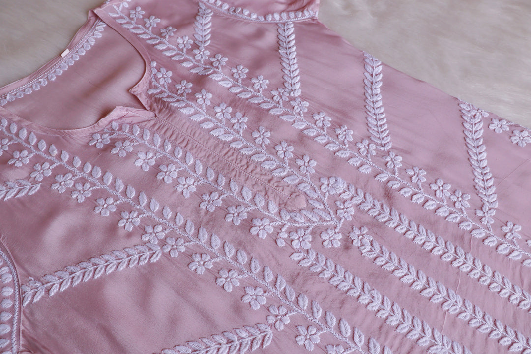 Hanaa Dusty Rose Crepe Silk Kurta