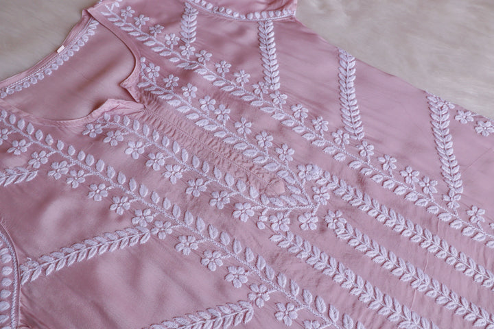 Hanaa Dusty Rose Crepe Silk Kurta