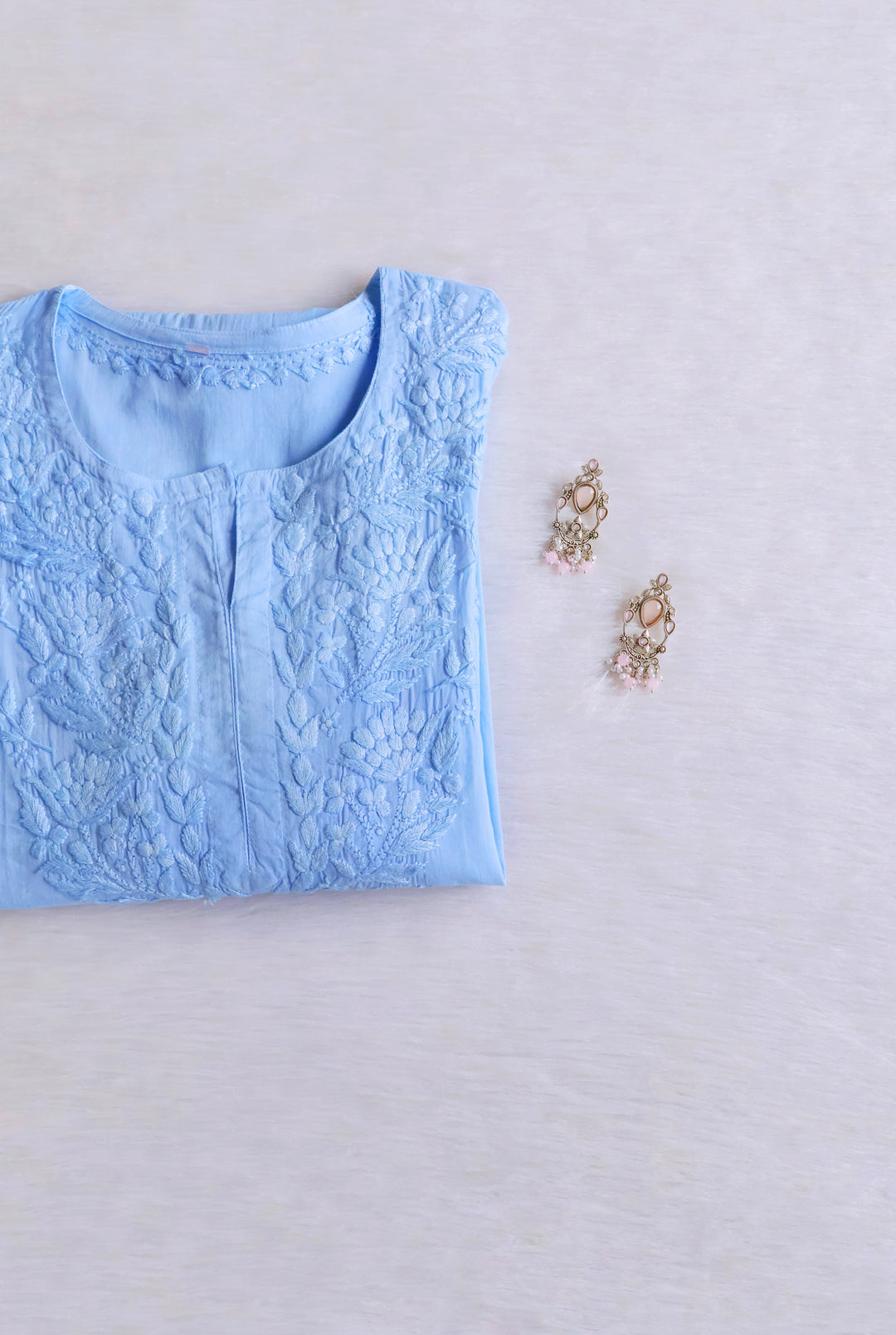 Mariam Ice Blue Pure Cotton Kurta
