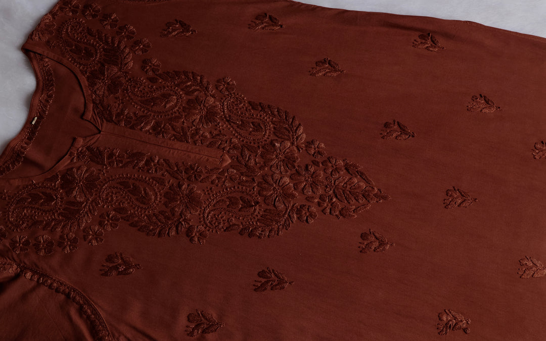 Zahrah Mocha Brown Ombre Long Rayon Kurta