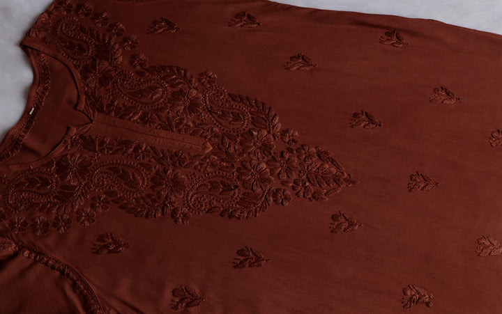 Zahrah Mocha Brown Ombre Long Rayon Kurta
