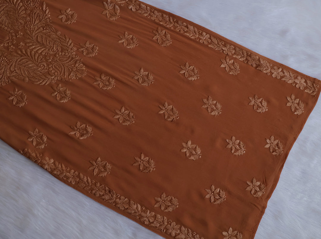 Zimra Brown Viscose Sleeveless Set