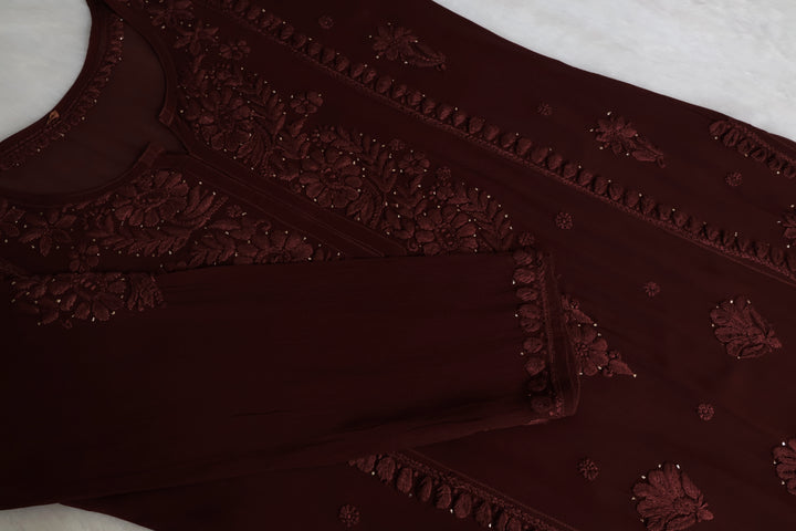 Heer Chocolate Brown Viscose Georgette kurta