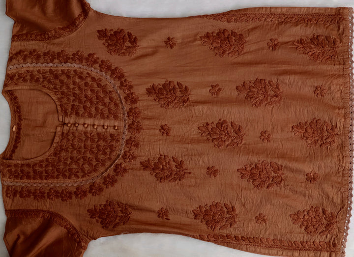 Jannat Deep Brown Short Chanderi Kurta