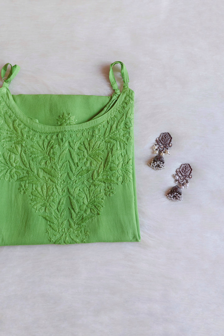 Aira Lime Green Short Sleeveless Kurta
