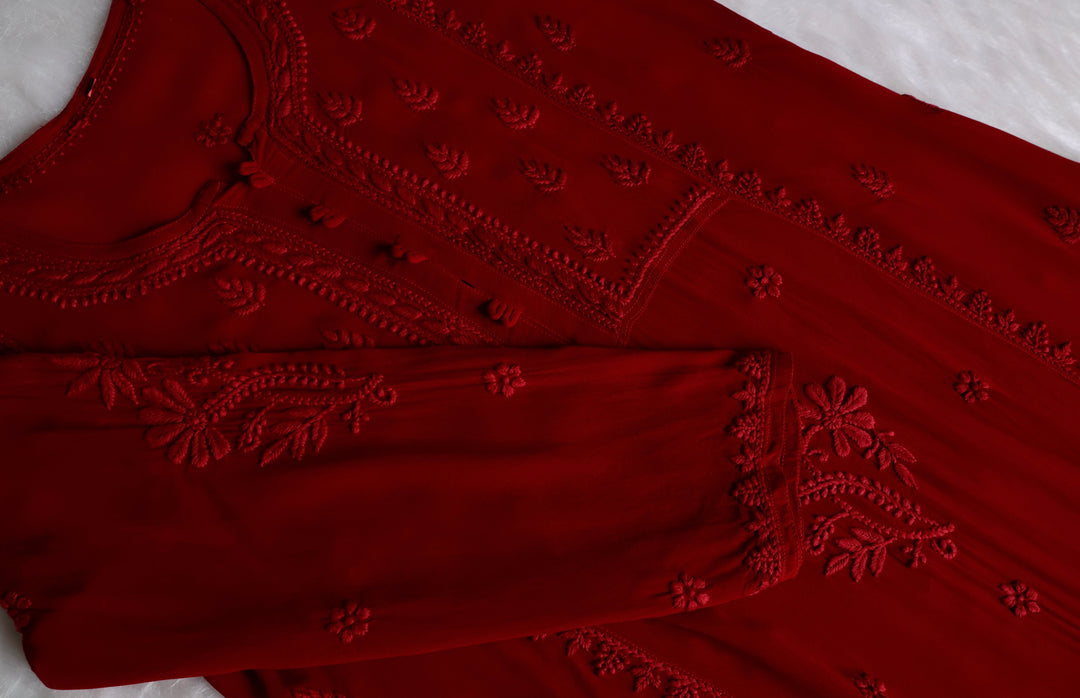 Duaa Maroon Viscose Georgette Kurta