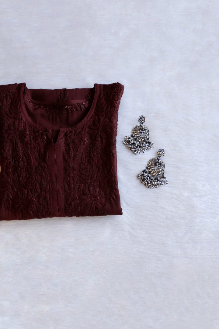 Zahrah Chocolate Brown Ombre Long Rayon Kurta